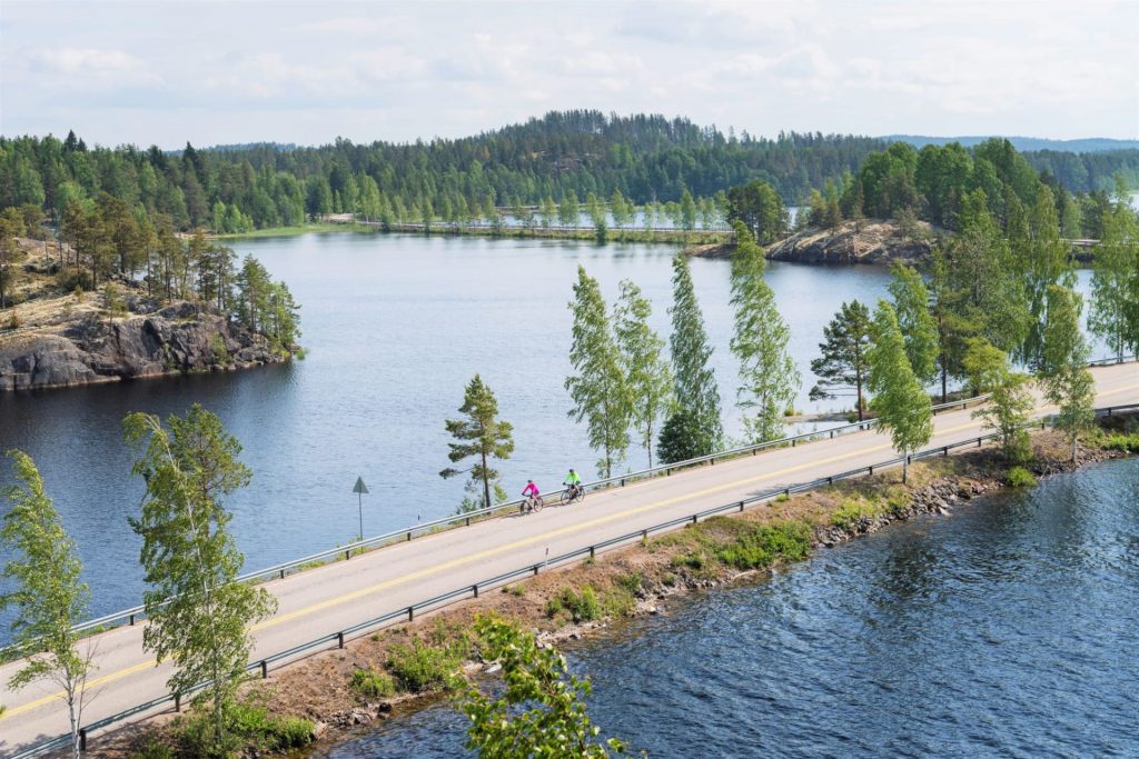 Lietvesi scenic road in the middle of the lake Saimaa